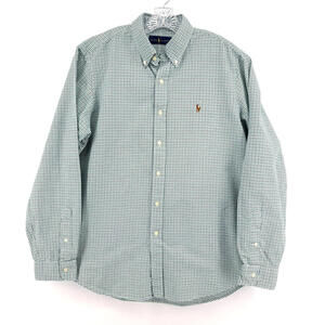 Ralph Lauren Mens Button Down Shirt LS Multi-Color Pony Green/Blue Plaid Large